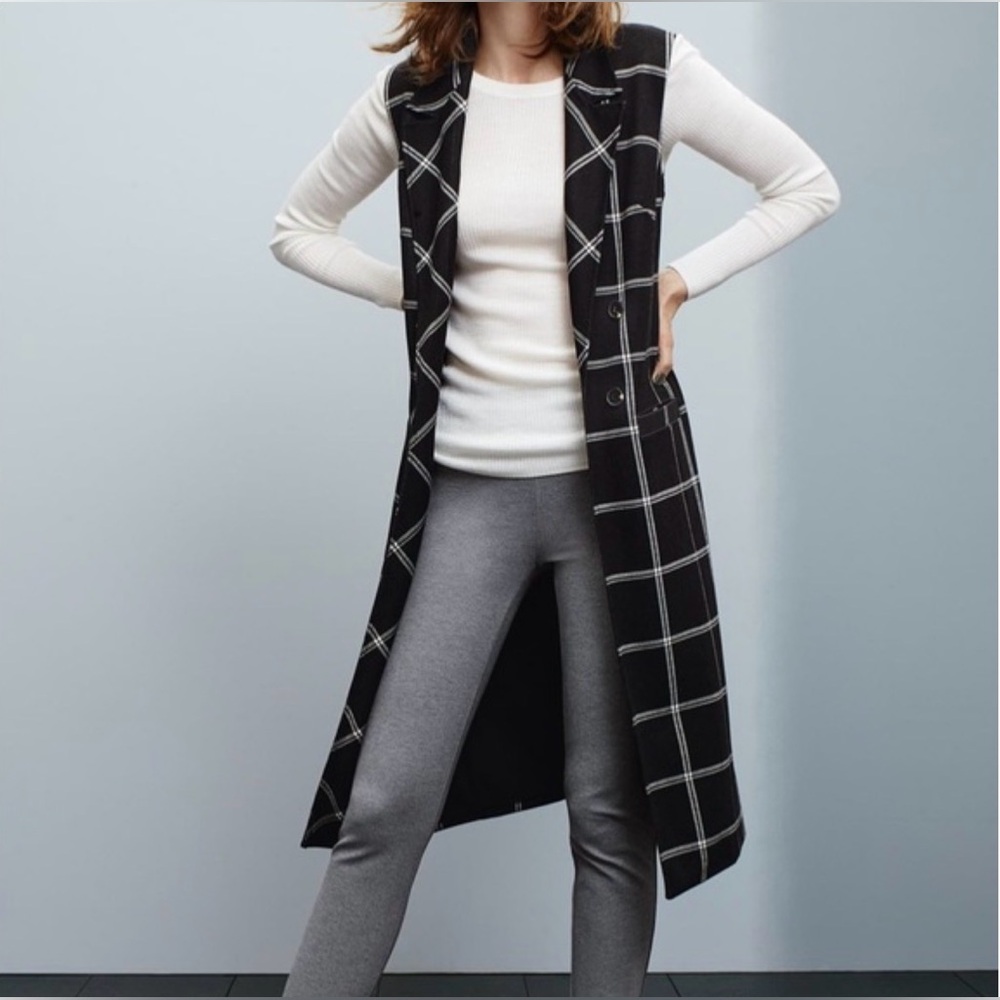 Halogen Black and White Windowpane Plaid Vest